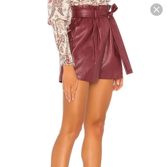 NWT!!! BCBG Womens Faux Leather Tie Waist Shorts - Deep Red - Picture 5 of 9